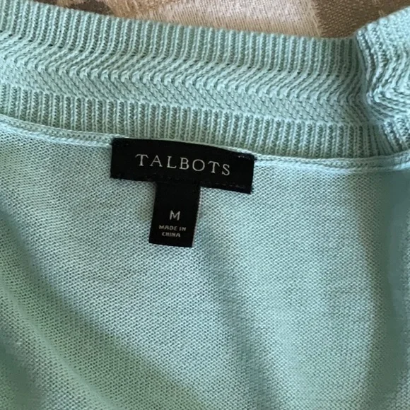 Talbots Colorblock Sweater Navy Blue and Ecru Size M - Picture 6 of 7